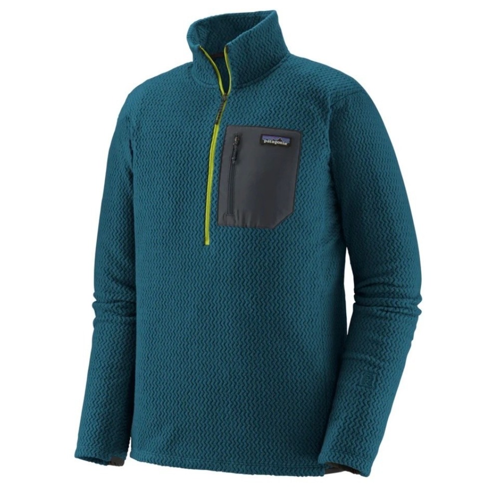 Patagonia R1 Air Zip-Neck Fleece Pullover Waffle Knit Crater Blue Teal Large